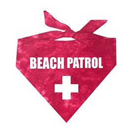 Beach Patrol Lifeguard Dog Bandana (Assorted Tie Dye Colors) (Red Tie Dye, One Size)
