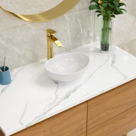 Lordear Oval Vessel Sink 16"x13" Bathroom Vessel Sink Modern Egg Shape Above Counter White Porcelain Ceramic Vanity Sink Art Basin