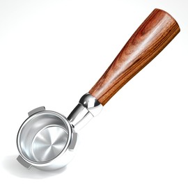 54mm Bottomless Portafilter, 54mm Bottomless Portafilter for Brevlle Espresso Machine Barista Express Touch Pro BES870BSXL BES870XL More, Thick Natural Wood Handle, One Piece SUS304