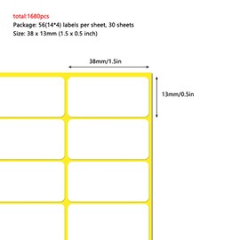 WYAN 1680 Pcs Small Sticker Labels and Removable White Sticky Labels Stickers for Bottle, File Folder, Jar Box,School, Office,Kitchen(13 * 38mm)