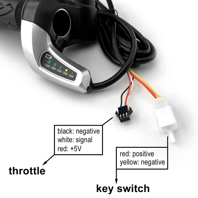 L-faster 24V/36V/48V Bike Throttle Grip Scooter Voltage Indicator Power Key