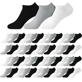 48 pares de calcetines de tobillo para hombre, corte bajo, cómodo, ligero, transpirable, paquete al por mayor, Surtido Blanco/Negro/Gris, One Size