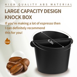 IAOSEN 6.3Inch Large Espresso Knock Box Silicone coffee Tamper Mat Espresso Machine Accessories Set of 2 with Removable Knock Bar and Anti-Slip Base for Home Office Barista Tools for Bar Shop