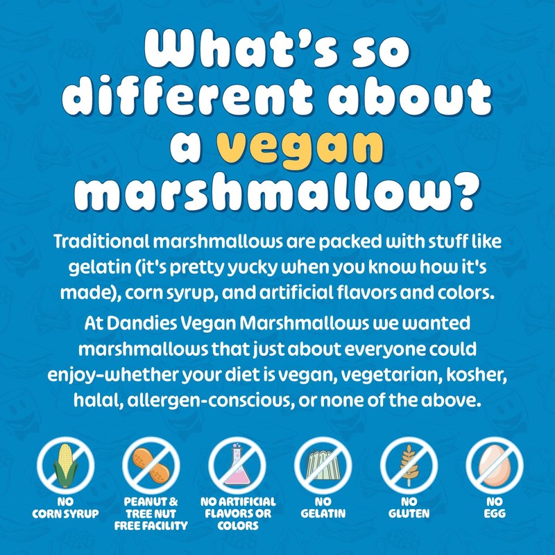 Dandies Vegan Marshmallows, No Artificial Flavorings, Food Dyes, Corn Syrup,