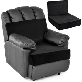 HOMBYS Foam Recliner Chair Cushions for Elderly, 4" Thick Chair Pads with Back Support for Office Chair, Non-Slip Supportive Seat Cushion with Lumbar Pillow (Black, 13" Backrest)