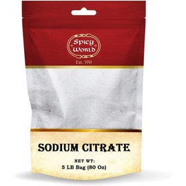 Spicy World Sodium Citrate Powder, 5 Pound Bag, Food Grade, Non-GMO, Emulsifier for Cheese and Molecular Gastronomy