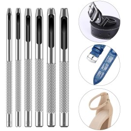 Unbranded 6Pcs Round Leather Hollow Hole Punch Kit 1/2/3/4/5/6mm Leather Punche Tool Set