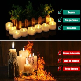 Diyife 24 Velas de Té LED [Nuevo Estilo-120 Horas], Velas Eléctricas Sin Llama Sin Humo, Luz LED, Efecto de Parpadeo, Velas LED Pilas, para Hogar Festivales, Bodas y Fiestas, Navidad, Pascua