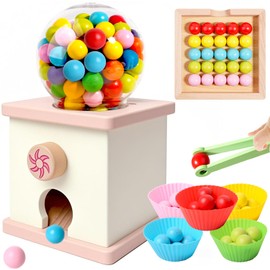 9.6" Wooden gumball machine Counting Montessori Toys for 3 4 5 Years Old Boys Girls, Toddler Preschool Learning Activities Toy for Kids Ages 4-8, Birthday Gifts Sensory Toys, Made For 0.82" Gumballs