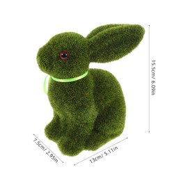 HOLIDYOYO Small Easter Rabbit Decoration Moss Plush Rabbit Artificial Sculpture Plush Bunny Spring Garden Decoration Green 15cm