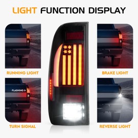 Tails Light + 3rd Brake Light Kit Fit for Ford F150 1997-2003, for F150 Heritage 2004, Taillights and High Mount Stop Light, Smoke Lens