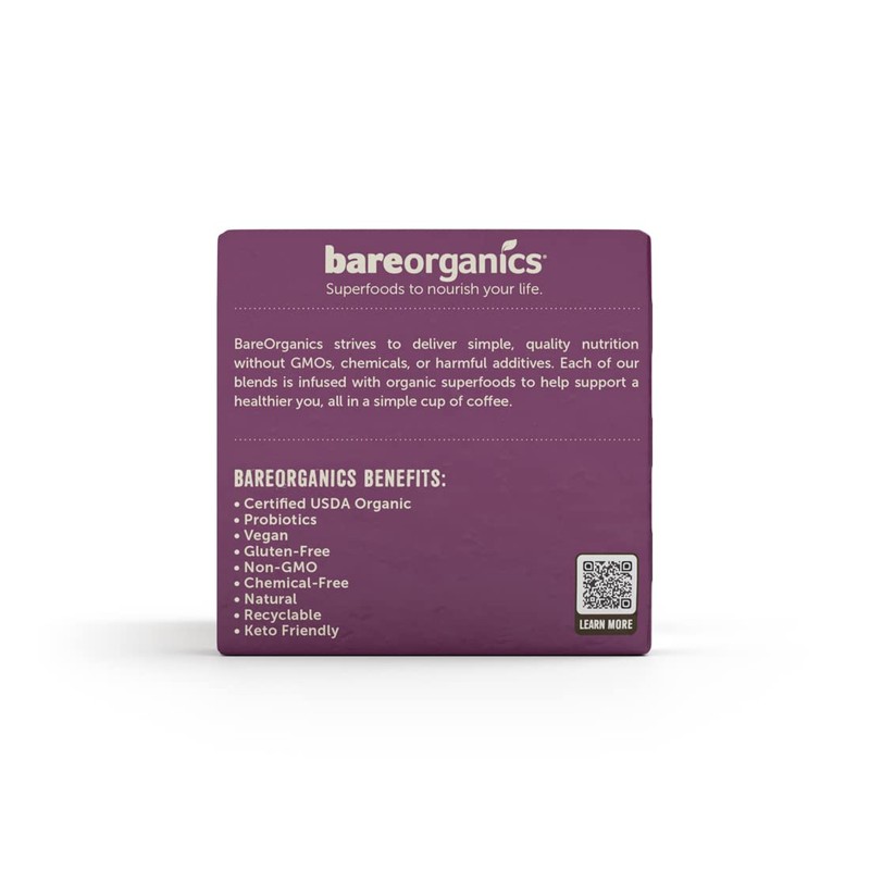 BAREORGANICS DAILY DEFFENSE COFFEE with Superfoods (10 Count Single Serve