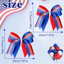 4th of July Hair Bows for Women Girls Fourth of July Hair Accessories Patriotic Bows Elastic Scrunchies for Party in the USA Memorial Day Ponytail Holders Red White and Blue Bow Decorations
