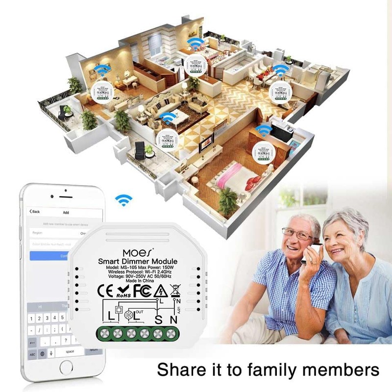 MOES Tuya WiFi Smart Light LED Dimmer Switch Module, Smart