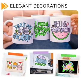 GIRAFVINYL Neon Permanent Vinyl 5 Sheets - 12”x12” Easy to Weed Bright Color Neon Permanent Adhesive Vinyl for Mugs, Sign, Banner,