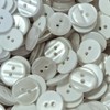 MajorCrafts® 50pcs 15mm White Pearlescent 2 Holes Round Resin Sewing