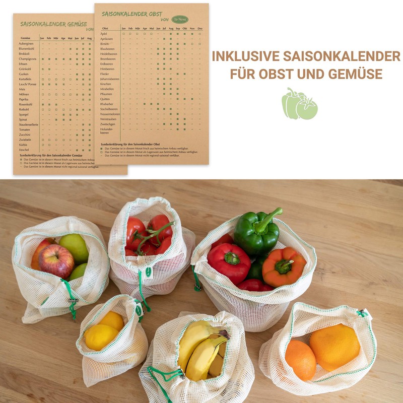 Obst- und Gemüsebeutel, 6er Set