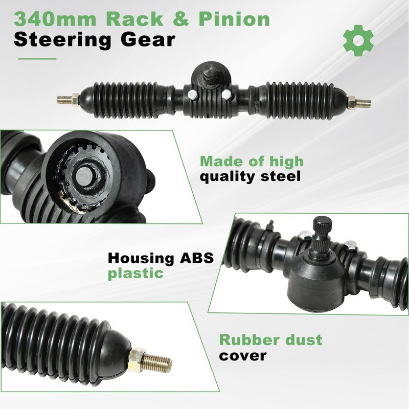JNDO Go Kart Steering kit 380mm Steering Shaft+340mm Rack and