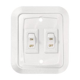 RV Designer S657, Wall Plate Switch, Double, White, 3.53" x 2.39", On/Off - SPST