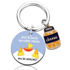 UVIBEW Funny Keychain for Adult Cheese Gifts for Women Men Cheese Keychain Accessories Funny Gifts for Cheese Lovers Birthday Gift for Best Friend Christmas Valentine Day Gift