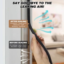 Pluden 26FT Kerf Weather Stripping Door Seal - Door Weather Stripping Seal Strip for Door Frame Exterior Soundproof Weather Strips (26FT,Black,4 Gaskets)