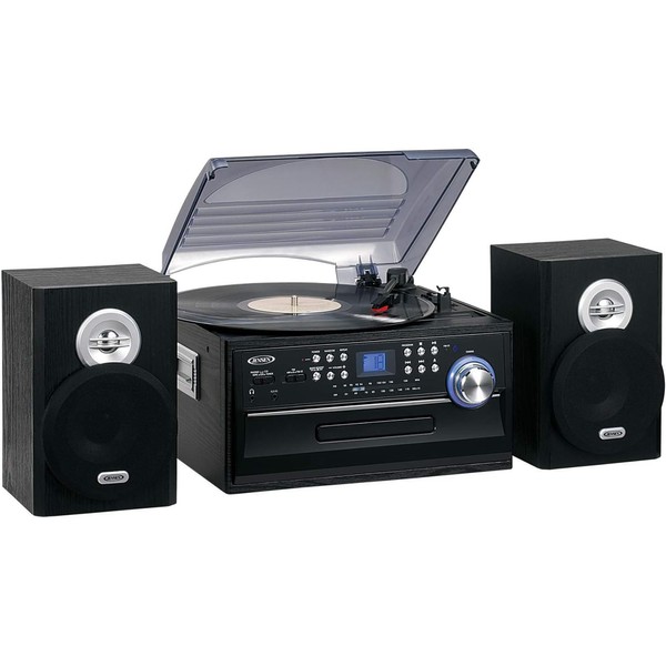 JENSEN JTA-475B 3-Speed Stereo Turntable with CD System, Cassette, and