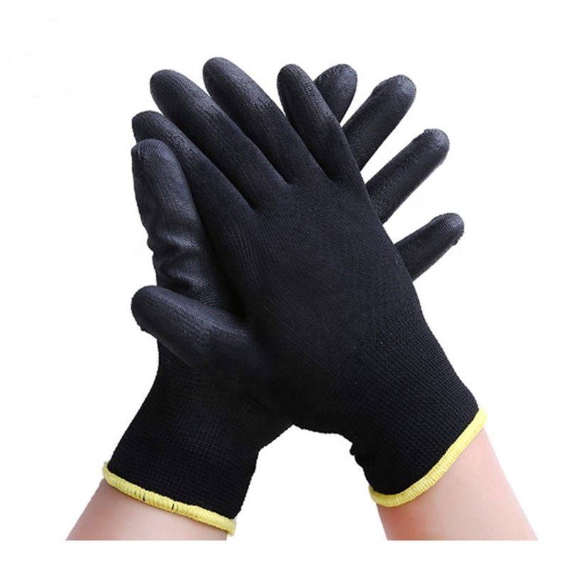 24 Pairs Work gloves PU Palm Dipped Black Nylon General