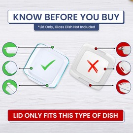 Replacement Lid fits Pyrex 2-Quart 8" x 8" Glass Baking Dish #222, Compatible with Lid #222-PC, Food Storage Container Cover with Flush Tab Handles (2-Pack, Navy)