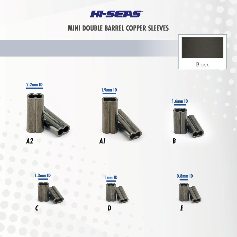Hi-Seas Mini Double Barrel Copper Crimp Sleeves, 1.3 Millimeter Inside
