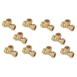 TC Compression Brass Equal Tee 15mm for Copper Pipe Connector -Pack of 10