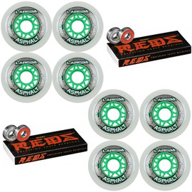 Labeda Asphalt Inline Roller Hockey Wheels 76mm White 83A 8-Pack Bones Reds