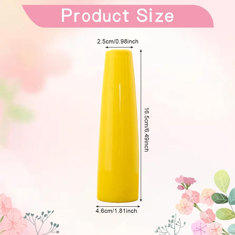 6.5Inch Empty Yellow Ceramic Small Bud Vase Mini Tall Conic