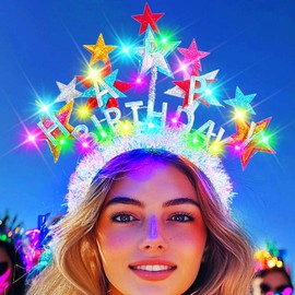 Evlry LED Birthday Headband Luminous Star Headband Luminous Party Hair Accessories for Women