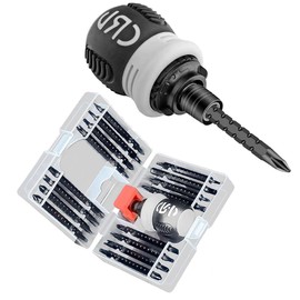 Nicear 26-in-1 Short-Handle Ratchet Screwdriver Set Compact Magnetic Chrome-Vanadium Steel Multi-Bit Set for Tight Spaces 9-13cm Adjustable Drive with 3-Speed ??Switch