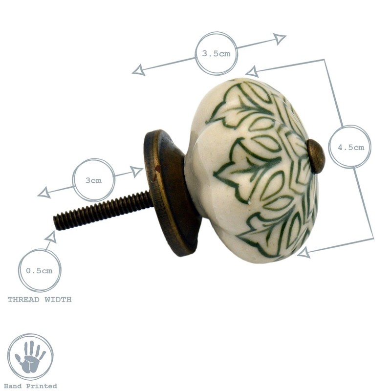 Nicola Spring Ceramic Cupboard Drawer Handle Knobs - Vintage Flower