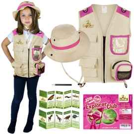 Cheerful Children Toys Kids Explorer Costume including Safari Vest and Hat - Boys & girls aged between 3-7 - Role play as paleontologist, zoo keeper, park ranger or fishing