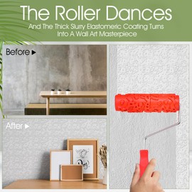 MBAIYO 2 Pcs 7'' Textured Paint Roller, Rubber Pattern Paint Texture Roller Drywall Texture Rollers for Ceiling Mud Clay Furniture Wall Decoration(EG323T)