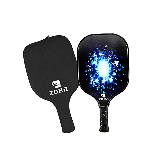 ZOEA Pickleball Paddle, Graphite Pickleball Racket with Carbon Fiber Surface and Polymer Honeycomb Composite Core for Outdoor and Indoor, Durable and Light Weight (Blue)