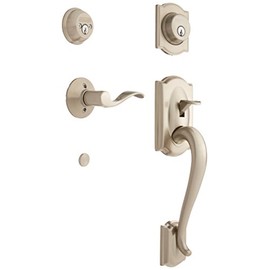 Schlage F62-CAM-ACC-LH Double Cylinder Sectional Handleset with Left Handed Acce, Satin Nickel