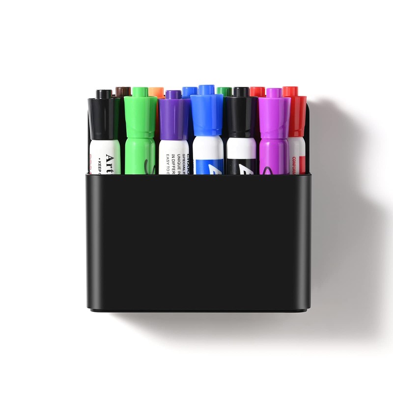 luvtree Black ABS Plastic Magnetic Pen Holder for Refrigerator, Whiteboard,