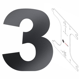 Cleverry House Number, 20 cm High, Anthracite RAL 7016, Powder-Coated Metal Numbers, House Number Board with PVC Template, Solid Steel Plate, Easy to Assemble Metal Numbers, Number 3