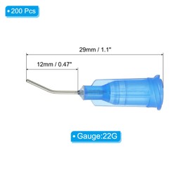 PATIKIL Blunt Tip Dispensing Needles with Bent Blunt Needle, 200 Pcs 0.5 Inch 22G Industrial Liquid Dispenser Needle with Lure Lock for Refilling Liquid Ink