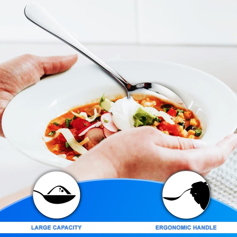 Soup Spoons Stainless Steel 24 Pcs Soup Spoon Sets Large