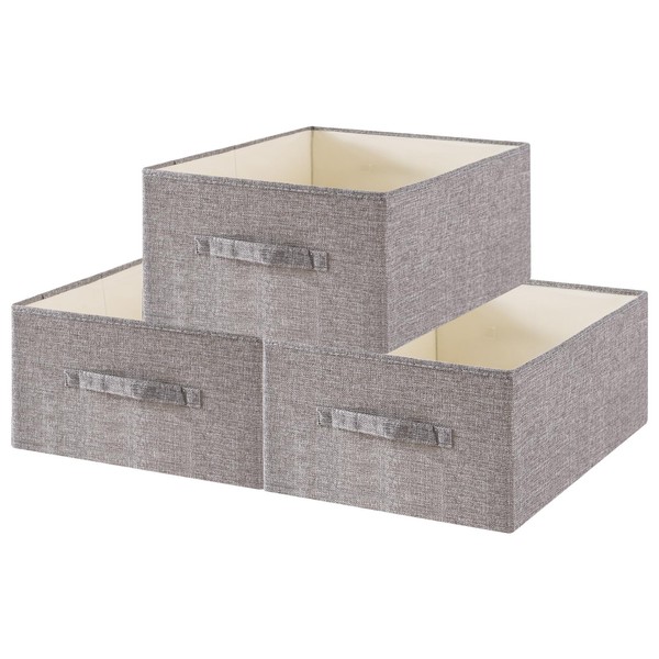EITMOW 3 Pack Open Collapsible Fabric Storage Bins for Shelves,