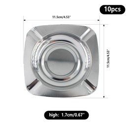 Lilaly 10-Pack Square Stainless Steel Ashtray Set for Indoor and Outdoor Use