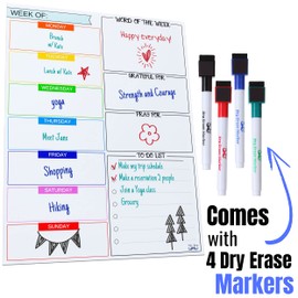 Mr. Pen- Magnetic Weekly Dry Erase Planner for Fridge, 12x15 Inches, Dry Erase Whiteboard Fridge Calendar with 4 Markers & Large Writing Space for Schedules, Chores, Meal Planning & Family To-Do List