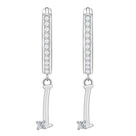 ENGSWA Women's Letter Earrings 925 Silver Crystal Jewellery Original Gift for Women Mother Mum Grandma Girls Wife Girlfriend, Silver Sterling Silver