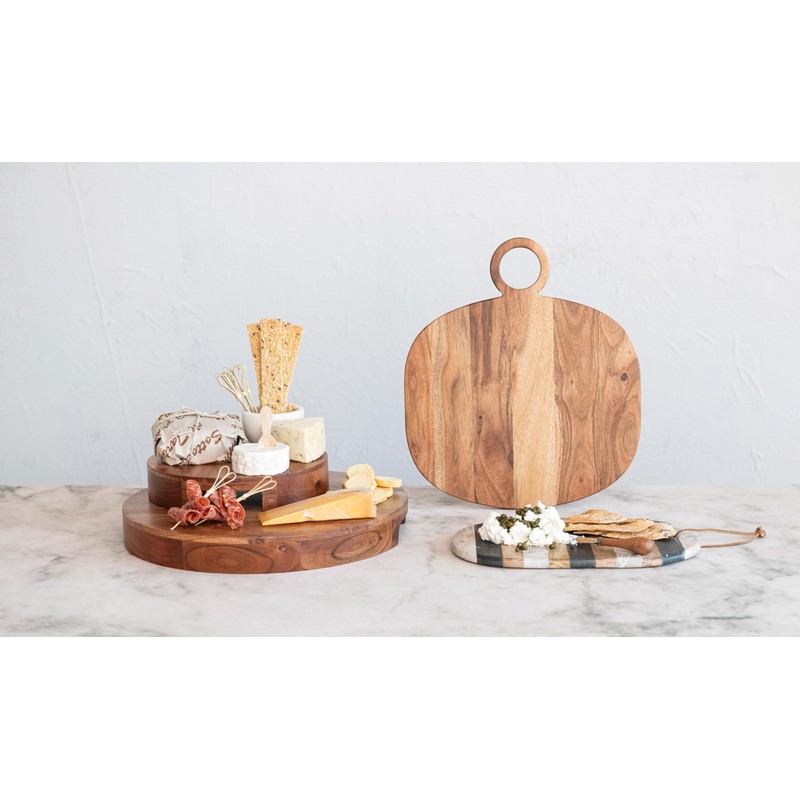 Creative Co-Op Marble and Mango Wood Cheese Board Set with