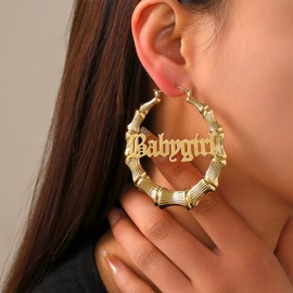 ROJHOL 2 Pcs Gold Bamboo Hoop Earrings for Women – 80s 90s Style Door Knocker Hoops, Small to Large Sizes, Heart Shape, Trendy Ghetto Hip Hop Accessories Jewelry Gifts (ZJEH-HOOP)