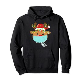 Cute Christmas 2021 Reindeer Mask Matching Pajama Xmas face Pullover Hoodie